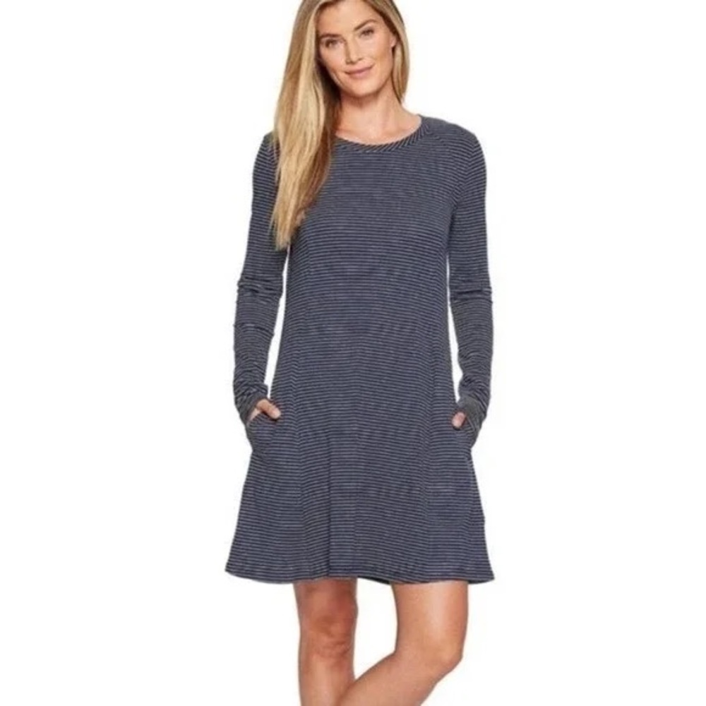 Windmere Dress Blue Stripe long sleeve with pockets